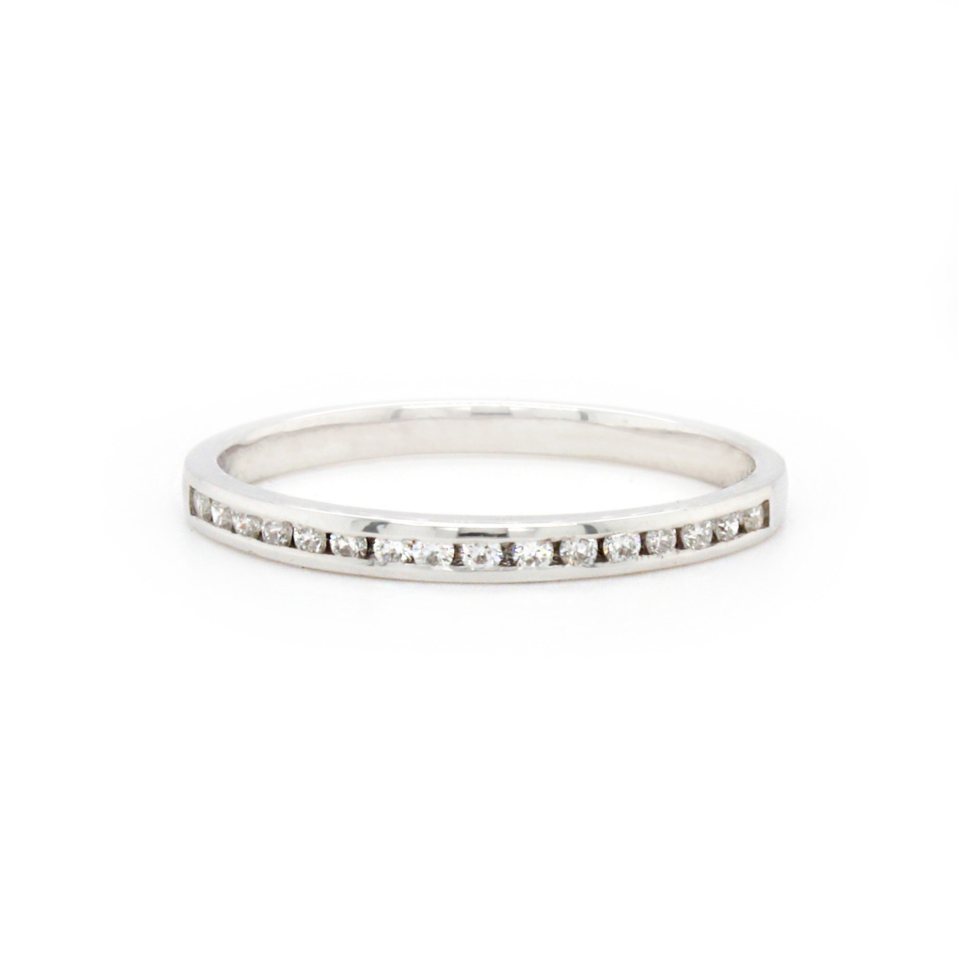 9ct White Gold Fine Channel Set Wedding Ring